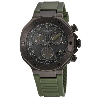Tissot T-Race Chronograph Quartz Grey Dial Green Silicone Strap Mens Watch T141.417.37.061.02