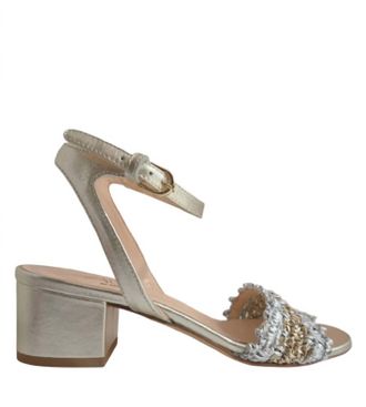 AGL Womens Lala Straw Strap Sandal In Silver