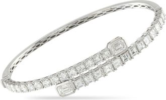 Luxury Bazaar 18K White Gold 6.06 ct Diamond Bangle Bracelet ALB-18134-EM-C-1
