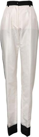 Dolce & Gabbana Hoge taille rechte jurkbroek - Dames - Slim Fit Broeken - Wit - S - Polyester - Broeken