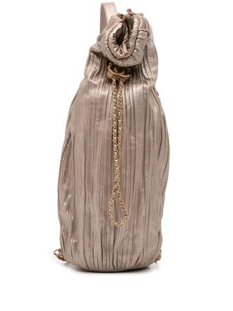 Chanel 2018 Medium Metallic Calfskin Coco Pleats Drawstring backpack - Gold