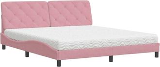 vidaXL Vidaxl - Cama Con Colch&oacute;n Terciopelo Rosa 180x200 Cm