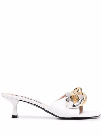 Stella McCartney Falabella 50mm chain-embellised mules - women - Polyester/Polyurethane/Polyurethane/Polyurethane - 35.5 - White