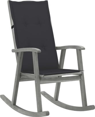 vidaXL Silla Mecedora Con Cojines Madera Maciza De Acacia Gris Vidaxl