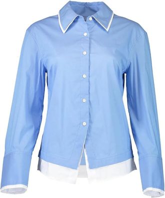Veronica Beard Bonnie collared shirt - women - Cotton/Polyamide/Elastane - 2 - Blue