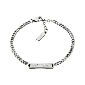 Emporio Armani Roestvrijstalen ID-armband - Heren - Accessoires - Grijs - Maat: ONE Size