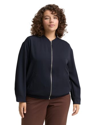 Tom Tailor Blouson TOM TAILOR PLUS, Damen, Gr. 44, lunar eclipse, Web, Obermaterial: 95% Polyester, 5% Elasthan. Futter: 100% Polyester, unifarben, l&auml;ssig geschn