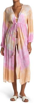 Boho Me Open Front Tie Dye Cover Up in Pink at Nordstrom Rack, Size Large/x-Large