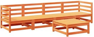 vidaXL Juego De Sof&aacute;s De Jard&iacute;n 5 Pzas Madera Maciza Pino Marr&oacute;n Cera Vidaxl