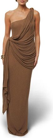 JLUXLABEL Drape One-Shoulder Gown in Brown at Nordstrom, Size X-Small