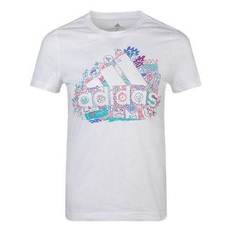 adidas (WMNS) adidas Multi-Color Printing Short Sleeve White FJ5024
