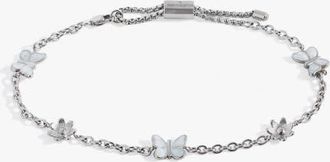 Alex and Ani Butterfly and Flower Anklet in Silver at Nordstrom
