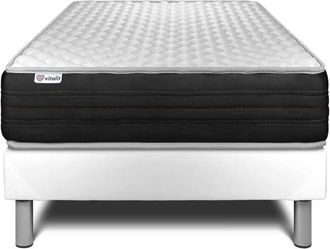 VITALIT Somier blanco + colch&oacute;n con espuma viscoel&aacute;stica 120 x 190
