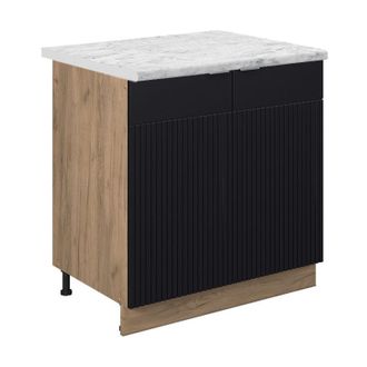 Vicco Armario Bajo Para Fregadero Fame-line, Rayas Negras, 80 Cm, Et M&aacute;rmol