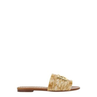 Dolce & Gabbana Sliders, female, Beige, Size: 8 US Raffia Braided Slipper