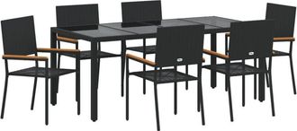 vidaXL Vidaxl - Garden Dining Set 7 pcs Black 190 x 90 x 75 cm Poly Rattan