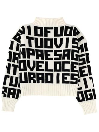Msgm Black Logo Mock Collar Sweater