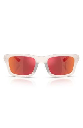Prada 54mm Mirrored Irregular Sunglasses in Crystal /Brown Orange at Nordstrom