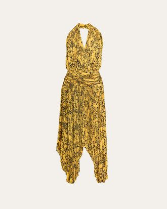 Proenza Schouler Paulina Pleated Halter Handkerchief Maxi Dress