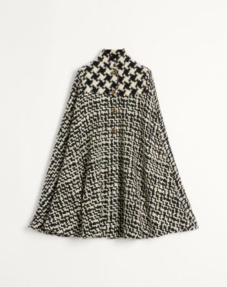Valentino Cappa In Geometric Tweed Donna AVORIO/NERO 36