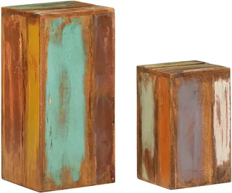 vidaXL Soportes Para Plantas 2 Unidades Madera Maciza Reciclada Vidaxl