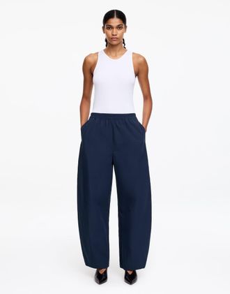 Arket Pantaloni in popeline di cotone blu navy con coulisse