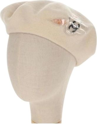 Chanel Pre-owned Accessories, female, Beige, Size: ONE SIZE Pre-owned Wool Hat