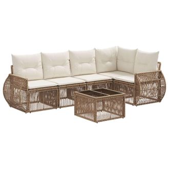 vidaXL Conjunto De Sof&aacute;s De Jard&iacute;n 6 Pcs Beige Y Blanco Crema Vidaxl