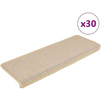 vidaXL Alfombra Autoadhesiva Escalera Sisal 30 Uds 65x21x4 Cm Cream Vidaxl