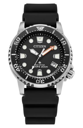 Citizen Promaster Sea Polyurethane Strap Watch, 36.5mm in Black at Nordstrom
