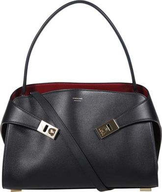 Ferragamo Hug Soft Bicolor Bag - Dames - Handtassen - Zwart - ONE Size - Leer - Tassen