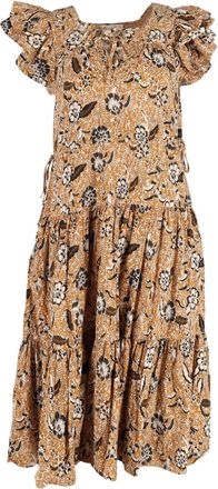 Ulla Johnson Zuma Printed Tie-front Midi Dress In Orange Cotton