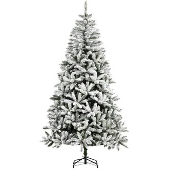 HOMCOM Rbol De Navidad Artificial 225 Cm Con Nieve Ign&iacute;fugo Con 1300 Ramas Hojas Pvc Apertura Autom&aacute;tica Base Plegable Soporte Met&aacute;lico Decoraci&oacute;n Navide&ntilde;a