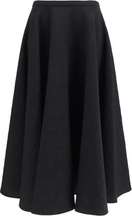 Lardini Midi-rok met ruches van scheerwol - Dames - Rokken - Zwart - Maat: M Wol