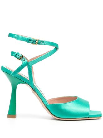 Alberta Ferretti 105mm ankle-strap sandals - women - Silk/Viscose/Calf Leather/Calf Leather - 39 - Green