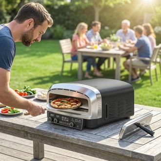 OUTSUNNY Outdoor Pizza Oven Dual Heating Control 37 cm in Black