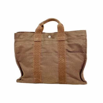 Herm&egrave;s Brown Canvas Tote Bag (Pre-Owned)
