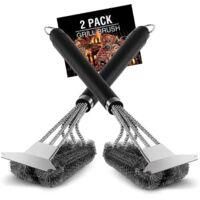 OEM Cepillo Para Barbacoa, Juego De 2 Cepillos Weber Con Raspador, Cepillo De Acero Inoxidable - Crezuo