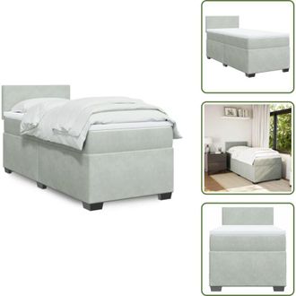 vidaXL Velluto - vidaXL Giroletto a Molle con Materasso Grigio Chiaro 100x200cm Velluto - Materasso morbido