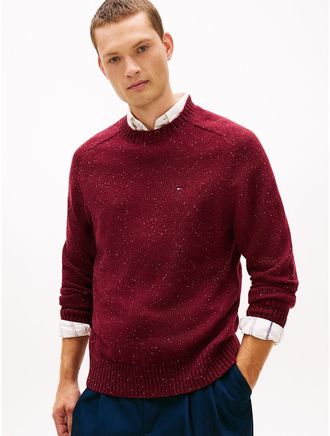 Tommy Hilfiger Mens Donegal Wool-Blend Sweater - Red - L