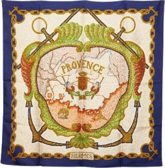 Herm&egrave;s Pre-owned Scarves, female, Multicolor, Size: ONE SIZE Pre-owned Carre90 Provence Silk Scarf