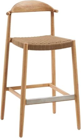 K Home Massiver Premium In-/Outdoor Barstuhl Nino Sitzhöhe 76 cm, Natural/Beige