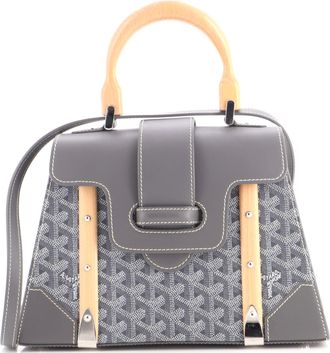 Goyard Saigon Top Handle Bag Coated Canvas with Leather PM