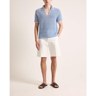Orlebar Brown Batten Stripe Classic Fit Stripe Crotchet Polo in Blueberry/white Stripe at Nordstrom, Size Xx-Large