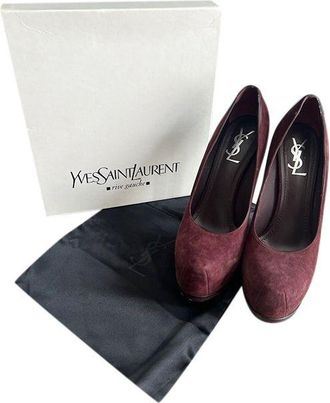 Saint Laurent Burgundy Suede Tribtoo Pumps Size 41