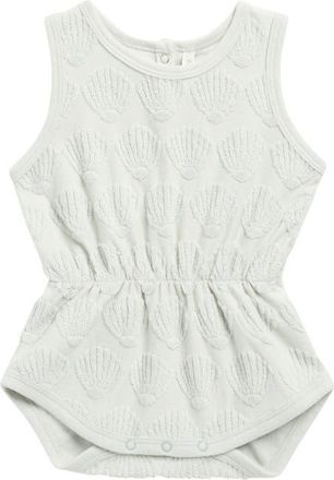 Rylee + Cru Seashell Jacquard Terry Romper in Seafoam at Nordstrom, Size 12-18M