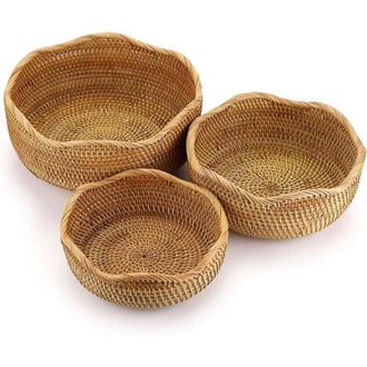 OEM Cesta De Servir De 3 Piezas, Xu, Mimbre, Redonda, Ondulada --crezuo