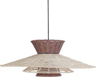 Beliani L&aacute;mpara Colgante De Rat&aacute;n De Inspiraci&oacute;n Boho Marr&oacute;n Y Beige Kabompo