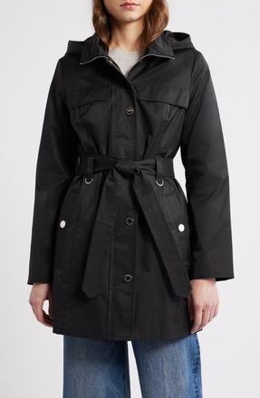 London Fog Belted Cotton Blend Coat in Black at Nordstrom, Size Xx-Large