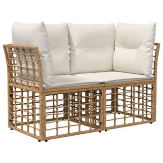 vidaXL Loveseat De Exterior 2 Pcs Natural Y Crema Rat&aacute;n Sint&eacute;tico Vidaxl